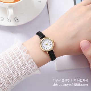학생용 빈티지 손목시계 28mm 미니 다이얼 인조가죽 슬림 밴드 심플 캐주얼