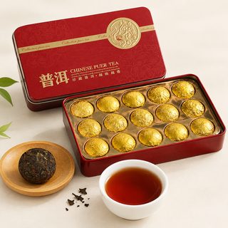 운남 보이차 숙차 찹쌀향 미니 소타차 틴케이스 선물세트 75g