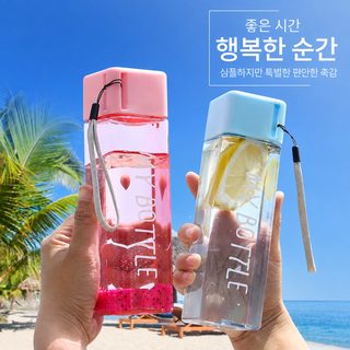 심플한 사각형 물컵 개성 랜덤컵 아이디어 휴대용 왕홍 컵 누출 방지 내열