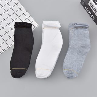 가을 겨울 남녀 무지 단목 양말 폴리에스터 면 혼방 블랙 화이트 그레이 데