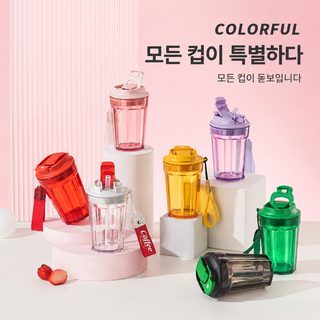 코카콜라 연명형 왕홍 커피컵 휴대용 빨대컵 어린이 물컵 여름 높은 용모치
