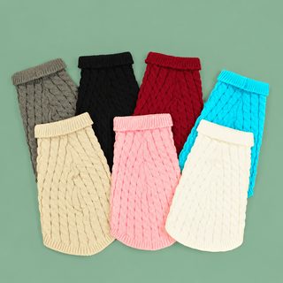 강아지 니트 스웨터 가을 겨울 보온용 꽈배기 반려견 풀오버 옷