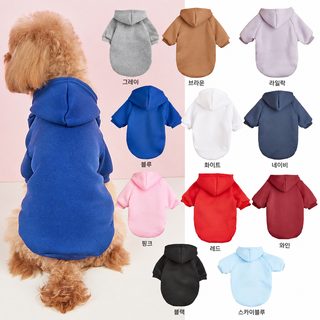 가을, 겨울 애완동물 옷 털 방지 보온 클래식 순색 두 발 주머니 없는 모자