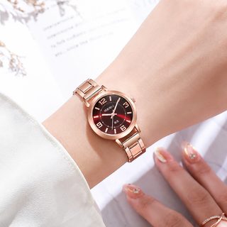 여성 손목시계 스틸 밴드 쿼츠 32mm 미니 원형 다이얼 캐주얼 시계
