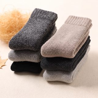 가을 겨울 남녀 양모 양말 두꺼운 튜브 양말 캐주얼 보온 중통 양말 기모 순