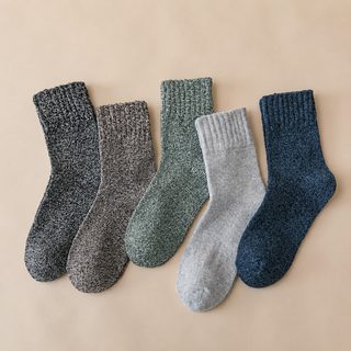 양말 남자 중통 양말 두께 보온 가을 겨울 겨울 병선 두께 백합 두께 복고