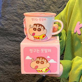 짱구 머그컵 애니메이션 우유 눈금 컵 만화 귀여운 아침 도자기 컵 도매 띠