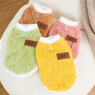 새해 애완동물 옷 가을 겨울 털 없는 고양이복 털털 새해 네모난 격 금털 큰