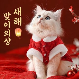 신년 고양이 강아지 겨울옷 면 보온 조끼 소형견 비숑 포메라니안 반려동물
