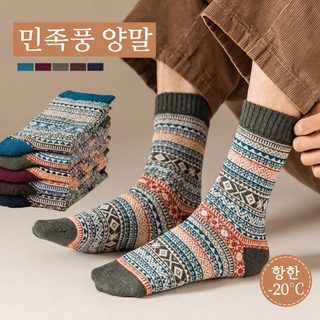 빈티지 양말 남녀 가을 겨울 중통 양말 토템 일본계 배합 작업복 바지 스타