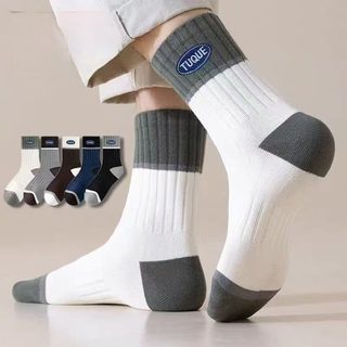 남성 중목 양말 사계절 흡한 통기성 도톰한 보온 스포츠 캐주얼 배색 장목