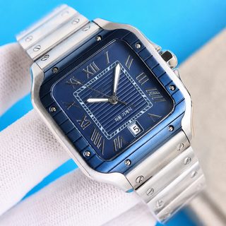 카자 산토스 사각 남성용 오토매틱 기계식 손목시계 스테인리스 스틸 40mm