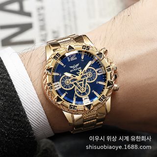 2024 대외무역 대박 공장 도매 시계 블루레이 유리 남성 강철 벨트 석영 시계