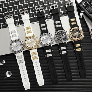 남성용 쿼츠 손목시계 실리콘 밴드 40mm 대형 원형 다이얼 캐주얼 스포츠 시