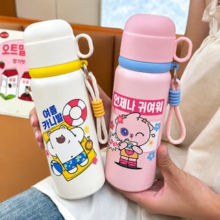 텀블러 어린이 소녀 등교 직음 남자 초등학생 물컵 뚜껑 휴대용 스테인리스