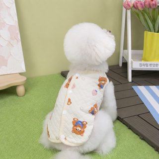 강아지 고양이 가을겨울 보온 누빔 조끼 면 민소매 등트임 실내복