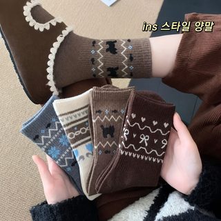 가을과 겨울 보온 두꺼운 민족풍 페르섬 양말 여자 신상 더미 양말 ins 바람