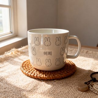 Miffy 미피 토끼 대용량 머그 컵 사무실 여자 커피 컵 슈퍼 귀여운 토끼 세라