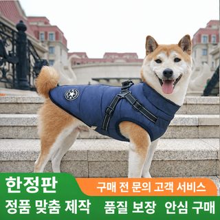 애완동물 옷 겨울 대중소형견 조끼 가슴 등 방수 반사개 보온 솜옷 개복 애