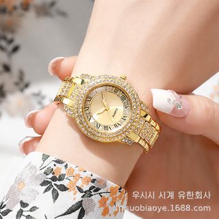 2025 신형 대외무역 폭발적인 패션 로마문 다이아몬드 여성시계 여성시계 석