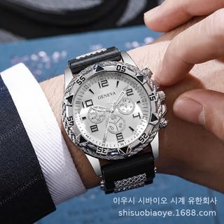 대외무역 신형 큰 시계판 가짜 삼안 대기 비즈니스 남성 실리콘 시계끈 캐