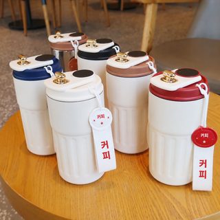 현온 커피컵 도매 선물 맞춤형 휴대용 심플 316 스테인리스강 보온컵 물컵 수행컵 인쇄