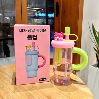 여름 소청신 대용량 플라스틱 얼음 컵 귀여운 바람 빨대 컵 여고용모치 자