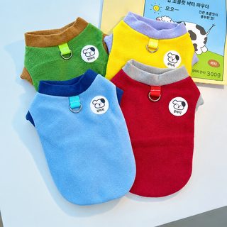 착색 벨벳 맨투맨 애완동물 가을/겨울 강아지 옷 고양이 외출 견인 가능