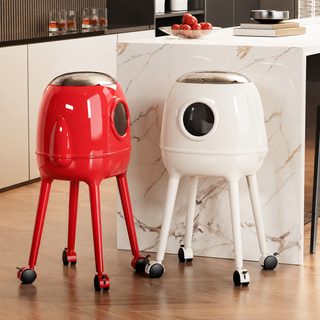 가정용 로켓형 종이 쓰레기통 12L 누름식 타원형 수납 휴지통 침실 욕실용