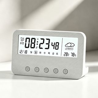 학생용 디지털 알람시계 무음 타이머 온도 습도계 카운트다운 백라이트 탁