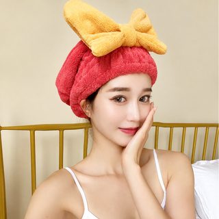 드라이 헤어 모자 초강력 흡수 속건 일본계 귀여운 리본 공주 목욕 모자 산
