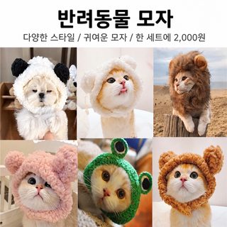 강아지 고양이 보온 모자 동물 후드 카툰 변신 코스튬 촬영 소품
