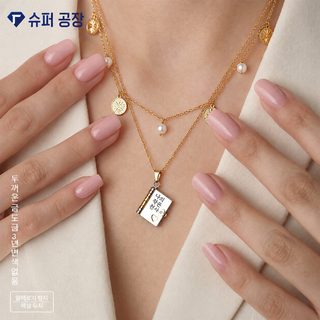 스위트 홈 책 모양 펜던트 18K 골드 도금 304 스테인리스 여성 쇄골 목걸이