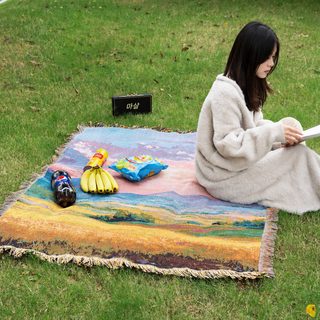 캠핑 피크닉 매트 소파커버 담요 풍경화 태피스트리 기하학 패턴 사계절 장