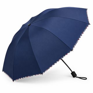 인어 10살·12살 대형 3단 접이식 우산 비즈니스 체크 패턴 수동 우양산 블랙