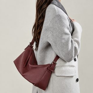 여성 천연 소가죽 호보백 대용량 벨트 버클 숄더 크로스 토트백 34×13×18cm