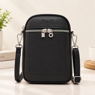 여성용 PU 미니 휴대폰 크로스백 지퍼 수납 숄더백
