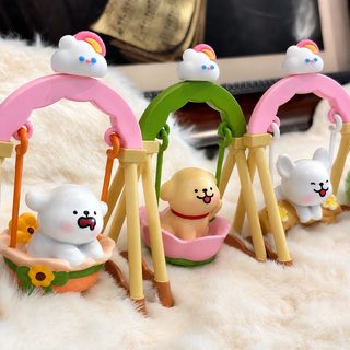라인 강아지 그네 시리즈 블라인드 박스 피규어 PVC 캐릭터 인형 데스크테리