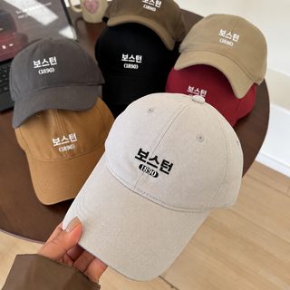 야구모 남자 패션 오리털모자 자모 자수 차양모 심플하다 백합 얼굴 작다
