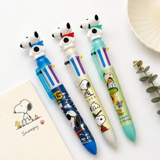 卡通6色圆珠笔3D硅胶公仔头 大白狗 史努比六色笔 学生多色手账笔
