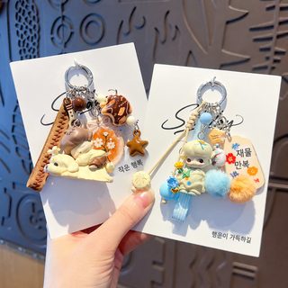 핸드메이드 DIY DIMOO 비즈 휴대폰 스트랩 귀여운 인형 키링 가방 열쇠고리 장