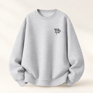 화면 중량 맨투맨 커플 루즈한 외투 안에 라운드 칼라 무모 커버 머리 백합 가을 겨울 보온 프린트 상의