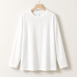 260g 남성 기모 긴팔 티셔츠 가을 겨울 보온 이너웨어 라운드넥 무지 루즈핏