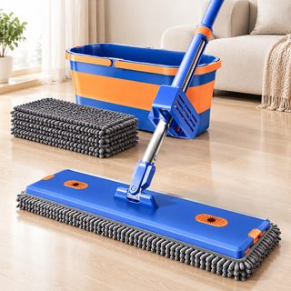 손으로 짜지 않는 셔닐 밀대걸레 42cm 건습식 바닥 청소