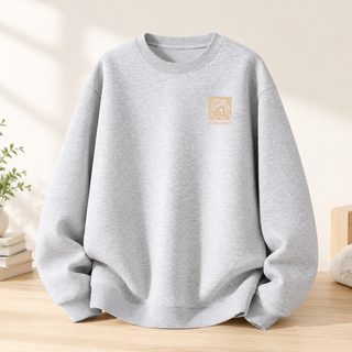 화면 중량 맨투맨 커플 루즈한 외투 안에 라운드 칼라 무모 커버 머리 백합