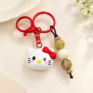 귀여운 리본 고양이 비즈 키링 자동차 열쇠고리 가방 장식