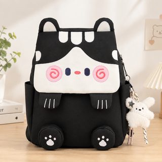 귀여운 고양이 캐릭터 대용량 백팩 학생 책가방 데일리 여행 가방