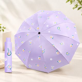 10살대 대형 과일 패턴 3단 우산 UPF50+ 자외선 차단 방풍 방수 암막 양산
