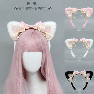 로리타 털털 고양이 귀 머리띠 만전 cos 고양이 어머니 도구 일본계 하녀 리본 고양이 귀 머리 장식