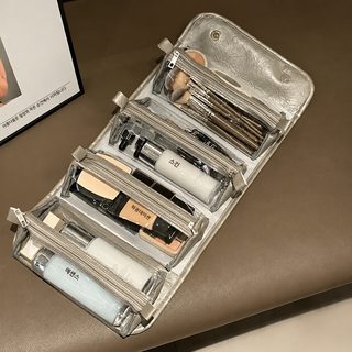대용량 화장품 파우치 칸막이 접이식 탈부착 4in1 여성 손가방 정리백